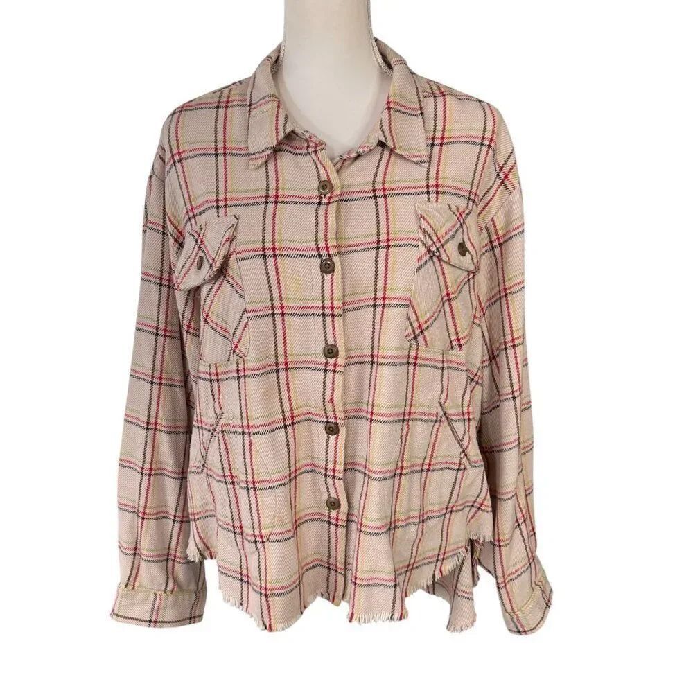 The Great. Women's Voyager Plaid Lightweight Shirt Jacket in Canoe Plaid Size 3